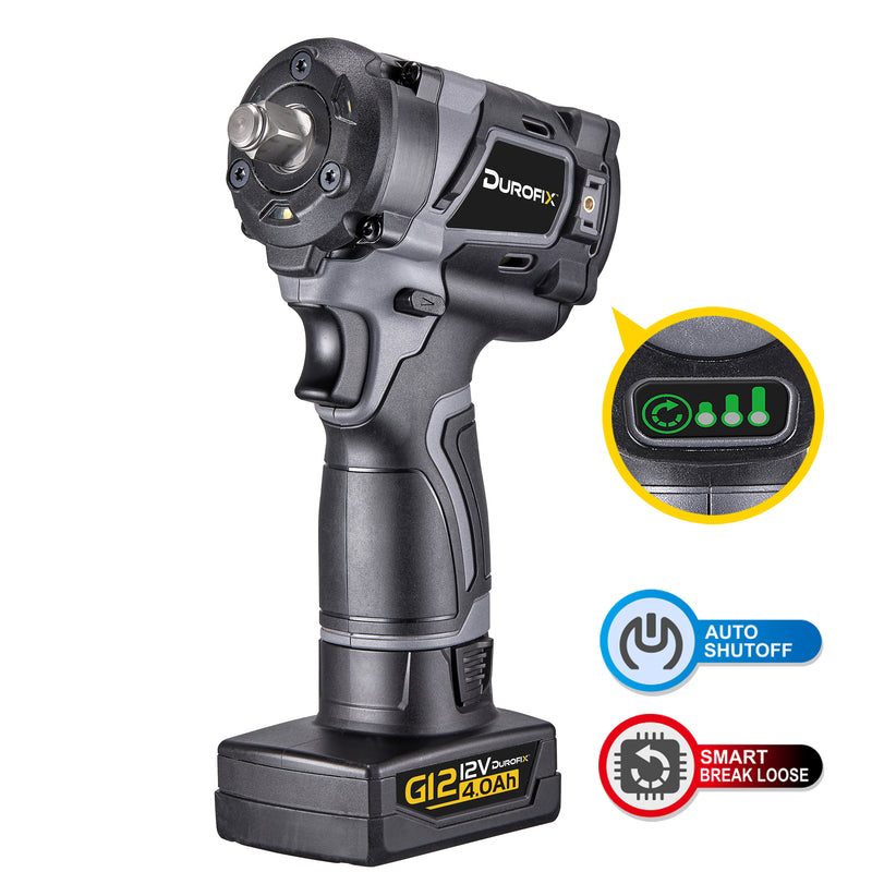 G12 Series 12V Brushless 1/2" Drive Cordless Impact Wrench w/ 2 Batteries