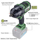 60V Cordless 3/4" Brushless Jumbo Impact Wrench Kit Max 1600 ft-lbs - Bare Tool Only Image 3 - Durofix Tools