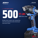 ACDelco ARI20136-P2 20V Brushless Cordless Impact Wrench | 500 ft-lbs Max Torque, 1/2" Drive, Includes 4.0Ah Battery + 3 Impact Sockets