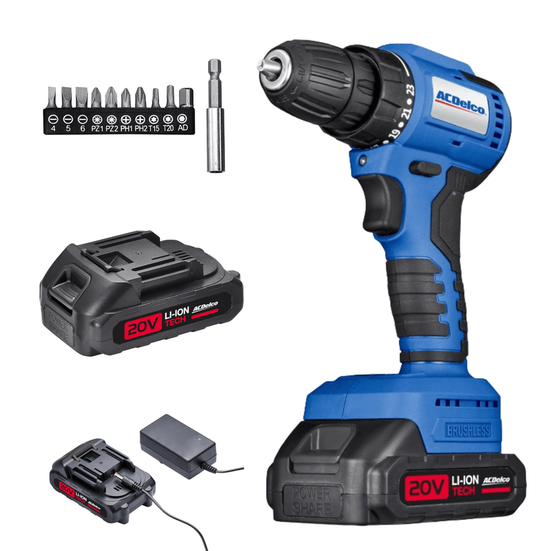 A20 Series 20V Cordless Brushless Power Drill Kit with Battery & Charger, Variable Speed 283 In - Lb Torque Image 1 - Durofix Tools