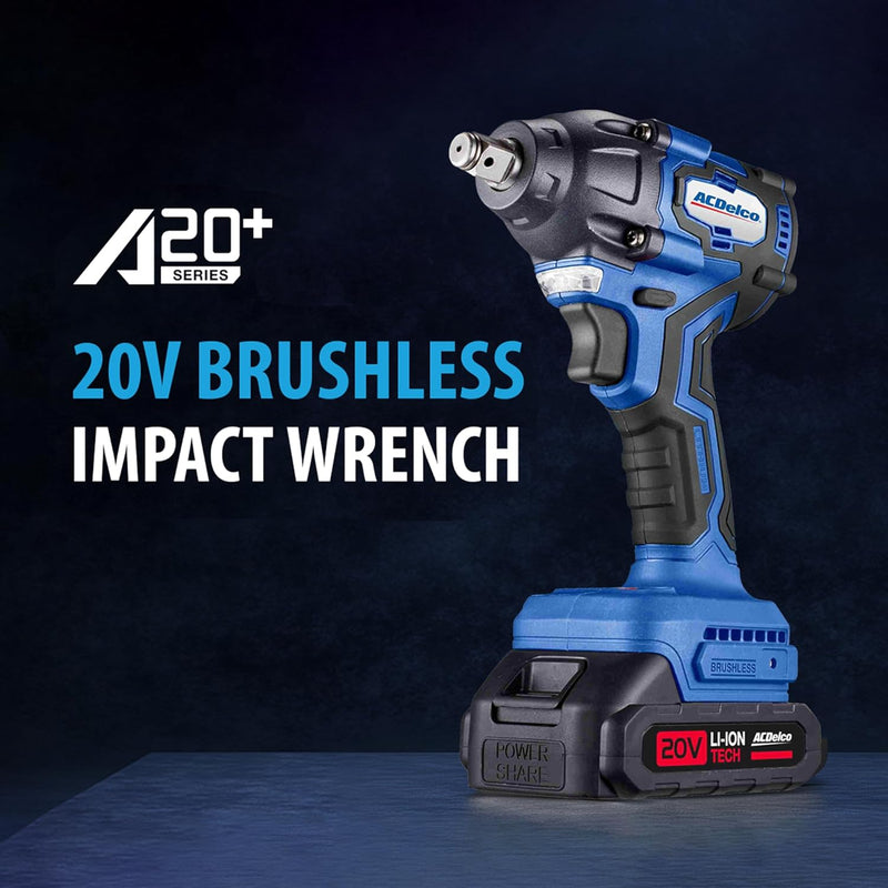 ACDelco ARI20132-K1 20V Cordless Drill, Impact Driver,Impact drill, 2 Tool Power Tool Combo Kit, Brushless Power Tool Set with 2 Batteries and Charger Included