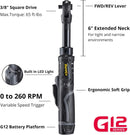 Durofix RW1216 - 3T G12 Series 12V Cordless Li - ion 3/8" 65 ft - lbs. Extended Ratchet Wrench Bare Tool Image 2 - Durofix Tools