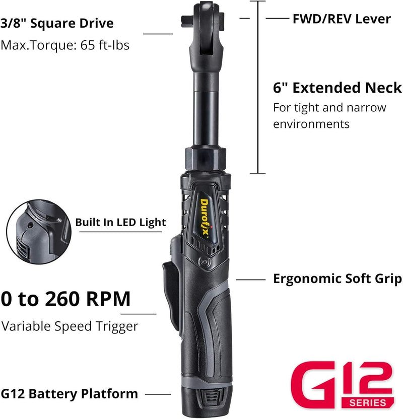 Durofix RW1216 - 3T G12 Series 12V Cordless Li - ion 3/8" 65 ft - lbs. Extended Ratchet Wrench Bare Tool Image 2 - Durofix Tools