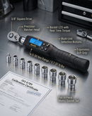 Durofix RM601-3 3/8" Heavy Duty Digital Torque Wrench 3.7 to 37 ft-lbs with Socket Set & Backlit Display