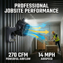 Durofix G12 12V Cordless Jobsite Fan & LED Work Light | 270 CFM Portable w/ Battery & Charger | RZ1290-2-K11