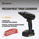 Durofix RV2056-WR18-BP2 Transducerized Cordless Precision Screwdriver Kit — 3–18 Nm, 1/4" Hex, 20V Brushless, OLED Display, Wireless Data Traceability, ISO 5393 Cmk>1.67