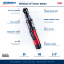 ACDelco ARW12103-K1 G12 Series 12V Cordless Li-ion 3/8" Brushless Rachet Wrench & Impact Wrench Combo Tool Kit with 1 Battery