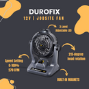 Durofix G12 12V Cordless Jobsite Fan & LED Work Light | 270 CFM Portable w/ Battery & Charger | RZ1290-2-K11