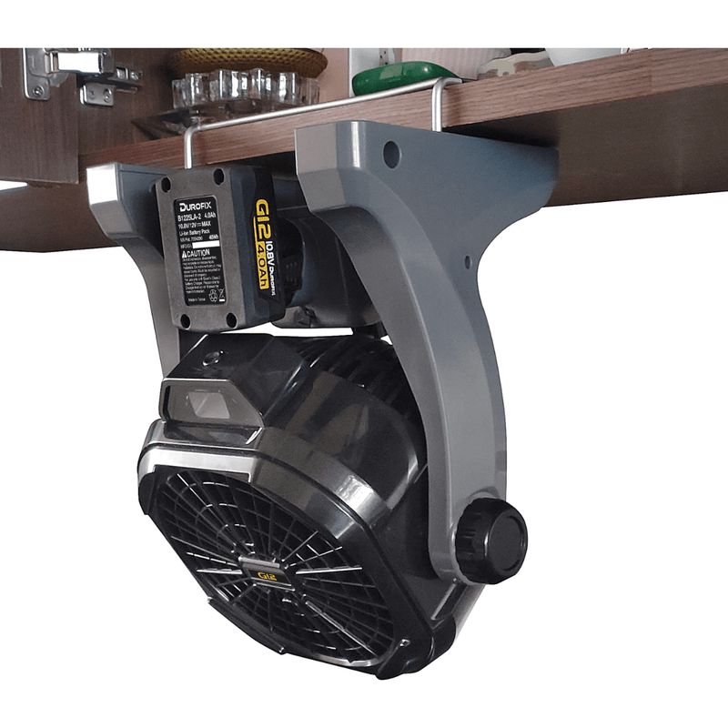 Durofix G12 Series RZ1290P 270CFM Brushless Jobsite Fan, Portable Fan 0 - 100% Speed Settings, Built - In Magnets & Hooks with LED Light & 2.0 Ah Battery / Charger Image 4 - Durofix Tools