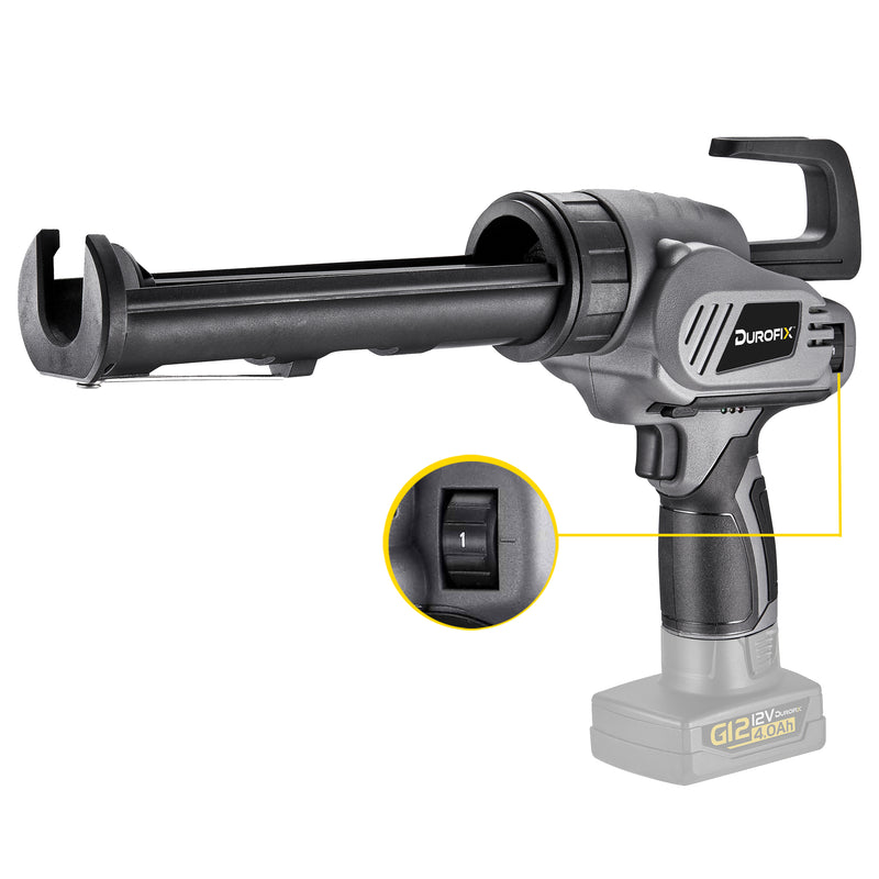 Durofix RZ1230T G12 Series Cordless Automatic Caulking Gun for 10 oz. cartridge, w/ 8-Speed Dial - Bare Tool Only