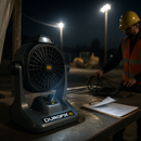 Durofix RZ1290P G12 Series 12V 270CFM Brushless Jobsite Fan, Portable Fan 0-100% Speed Settings, Built-In Magnets & Hooks with LED Light & 2.0 Ah Battery / Charger