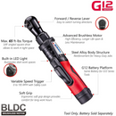 ACDelco ARW12103-K11 G12 Series 12V Cordless Li-ion 1/4" Impact Driver, 3/8" Drill Driver & Brushless Ratchet Wrench Combo Tool Kit with 2 Batteries