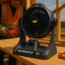 Durofix G12 12V Cordless Jobsite Fan & LED Work Light | 270 CFM Portable w/ Battery & Charger | RZ1290-2-K11
