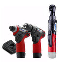 G12 Series 12V Cordless Li-ion 1/4" Impact Driver, 3/8" Ratchet Wrench & 2-Speed Drill Driver Combo Tool Kit with 2 Batteries