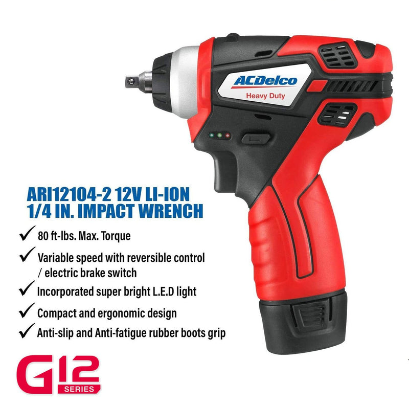 G12 Series 12V Cordless Li-ion 1/4" 80 ft-lbs. Impact Wrench - Bare Tool Only Image 3 - Durofix Tools
