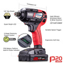 P20 Series 20V Cordless Li-ion 1/4" 162 ft-lbs. Heavy Duty Brushless Impact Driver Tool Kit Image 2 - Durofix Tools