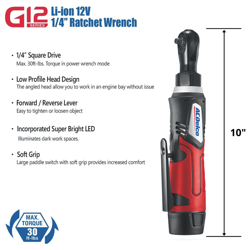 G12 Series 12V Cordless Li-ion 1/4" & 3/8" Ratchet Wrench Combo Tool Kit with 2 Batteries and Canvas Bag 4 - Durofix Tools