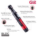 G12 Series 12V Cordless Li-ion 3/8" 65 ft-lbs. Brushless Ratchet Wrench Tool Kit with 2 Batteries Image 4 - Durofix Tools