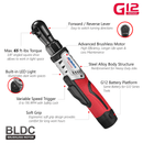 ACDelco ARW12103-K2 G12 Series 12V Cordless Li-ion 3/8" Brushless Rachet Wrench & 1/4" Impact Driver Combo Tool Kit with 2 Batteries