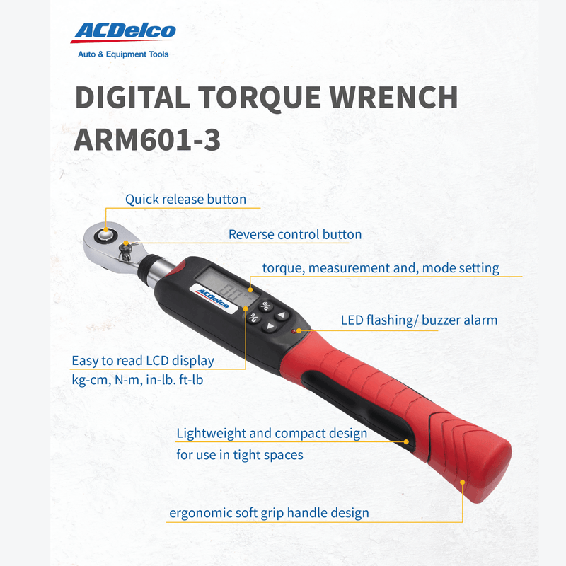 3/8" Heavy Duty Digital Torque Wrench 3.7 to 37 ft-lbs Image 3 - Durofix Tools