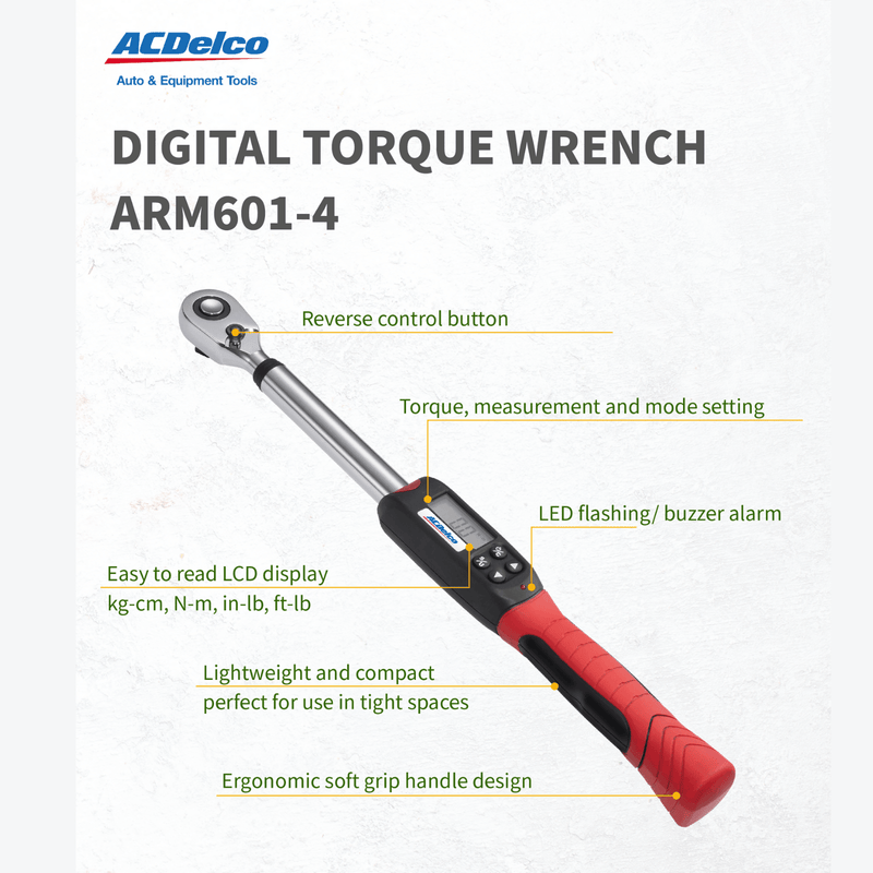 ACDelco 1/2-Inch Drive Beam Torque Wrench – 0-150 Ft-lbs, Model 34001, SAE, Made In Taiwan