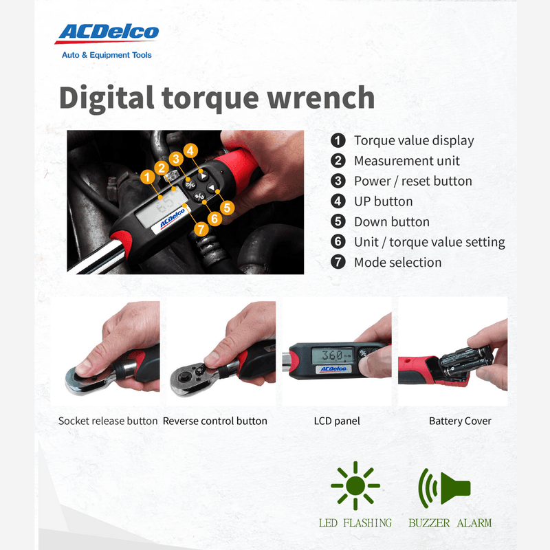 1/2" Heavy Duty Digital Torque Wrench 14.8 to 147.5 ft-lbs Image 5 - Durofix Tools