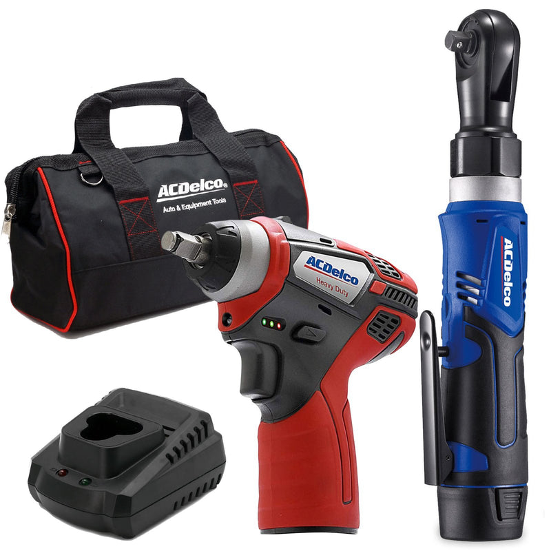 G12 Series 12V Cordless Li-ion 3/8" Ratchet Wrench & Impact Wrench Combo Tool Kit with Canvas Bag Image 1 - Durofix Tools